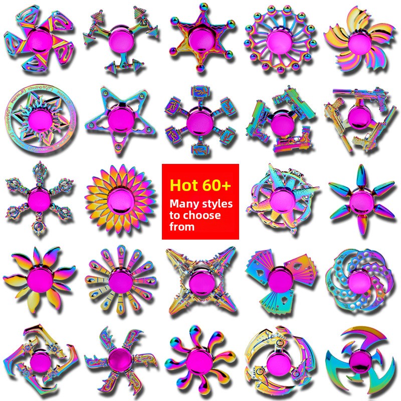 Shiny Color Alloy Finger Fidget Spinner Portable Stress Relief Decompression Toy for Kids Adults