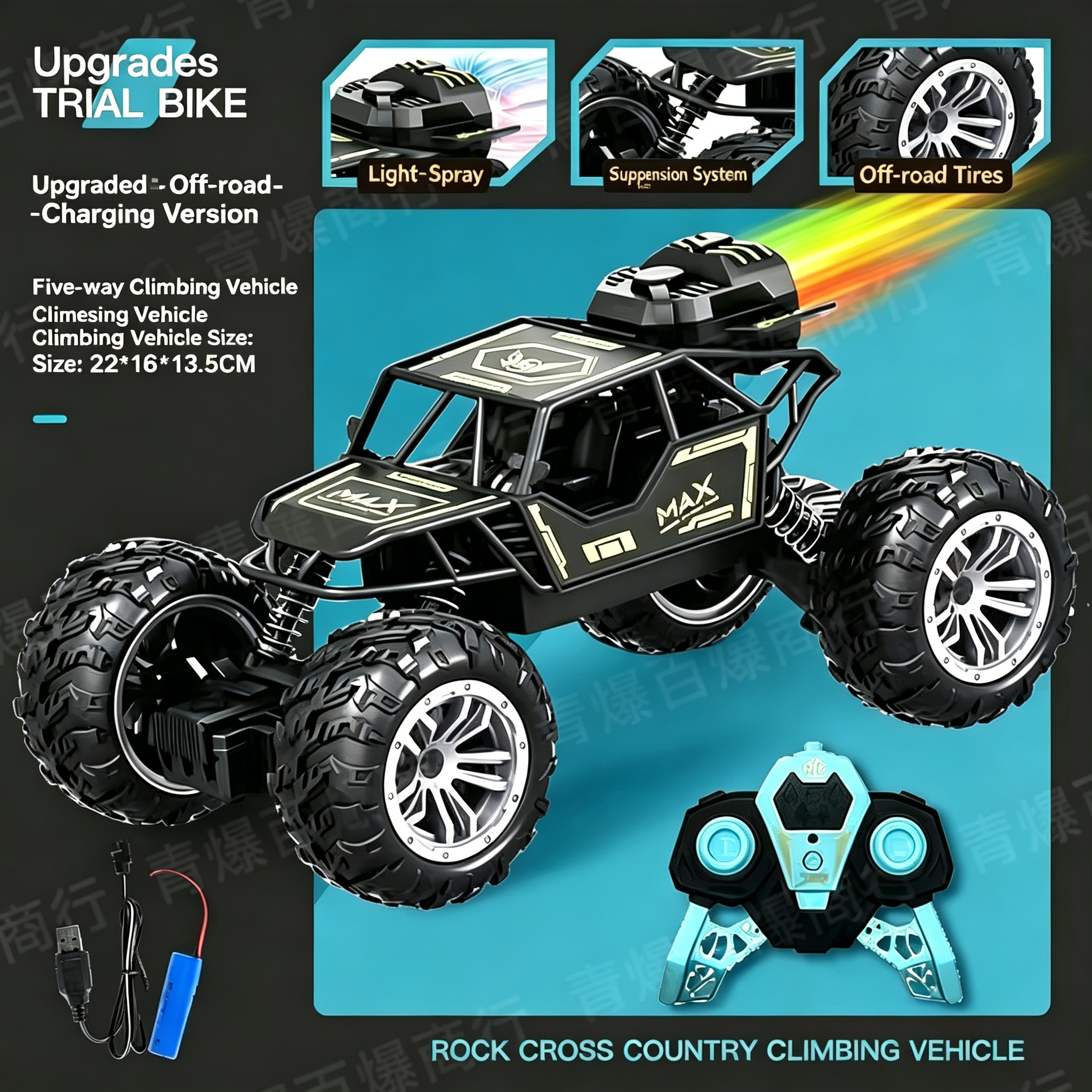 Alloy 4WD RC Off-Road Climbing Car High Speed Remote Control Truck Toys for Boys Kids
