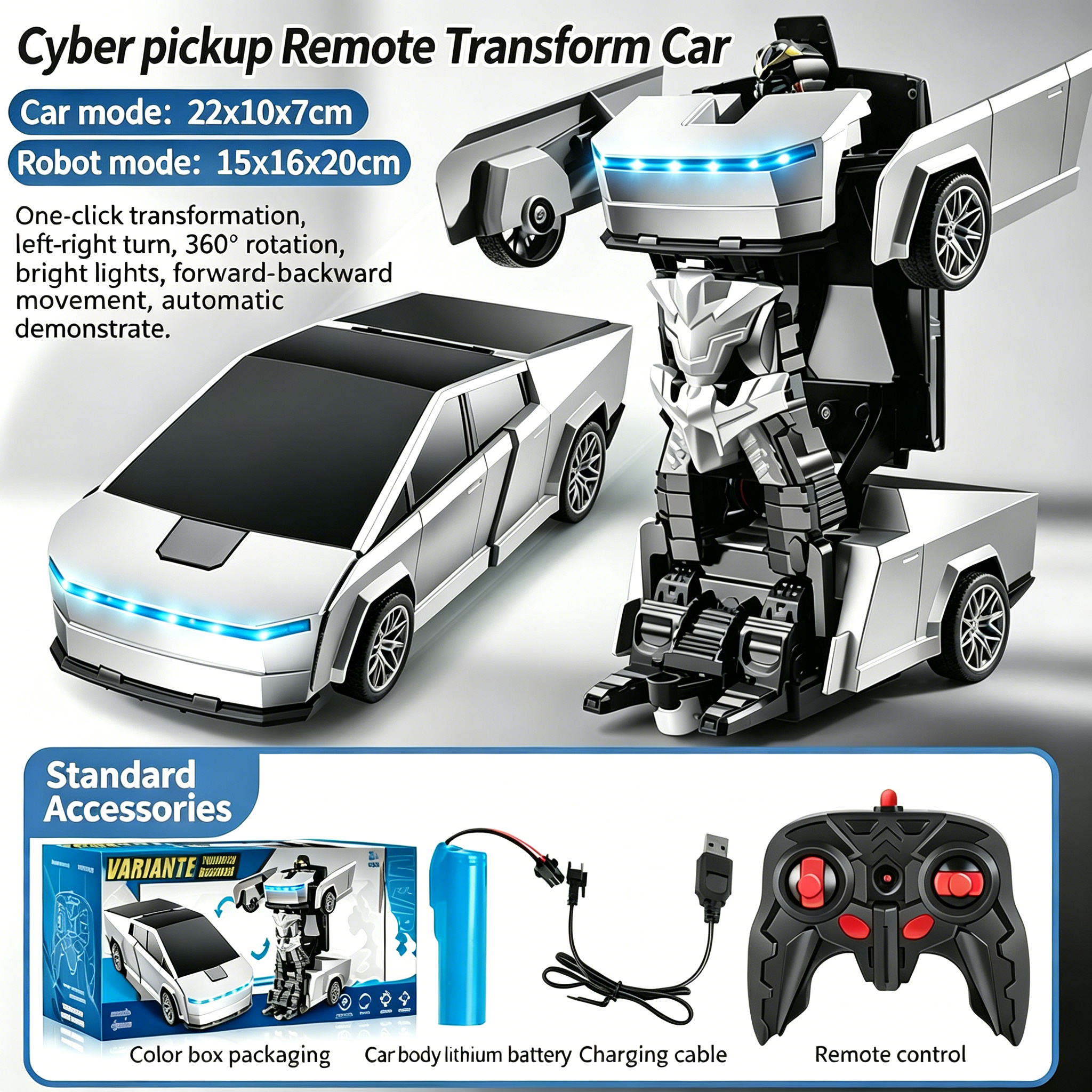 Remote Control Transforming Car Robot RC Racing Car One-Button Deformation Vehicle Model Toys for Kids