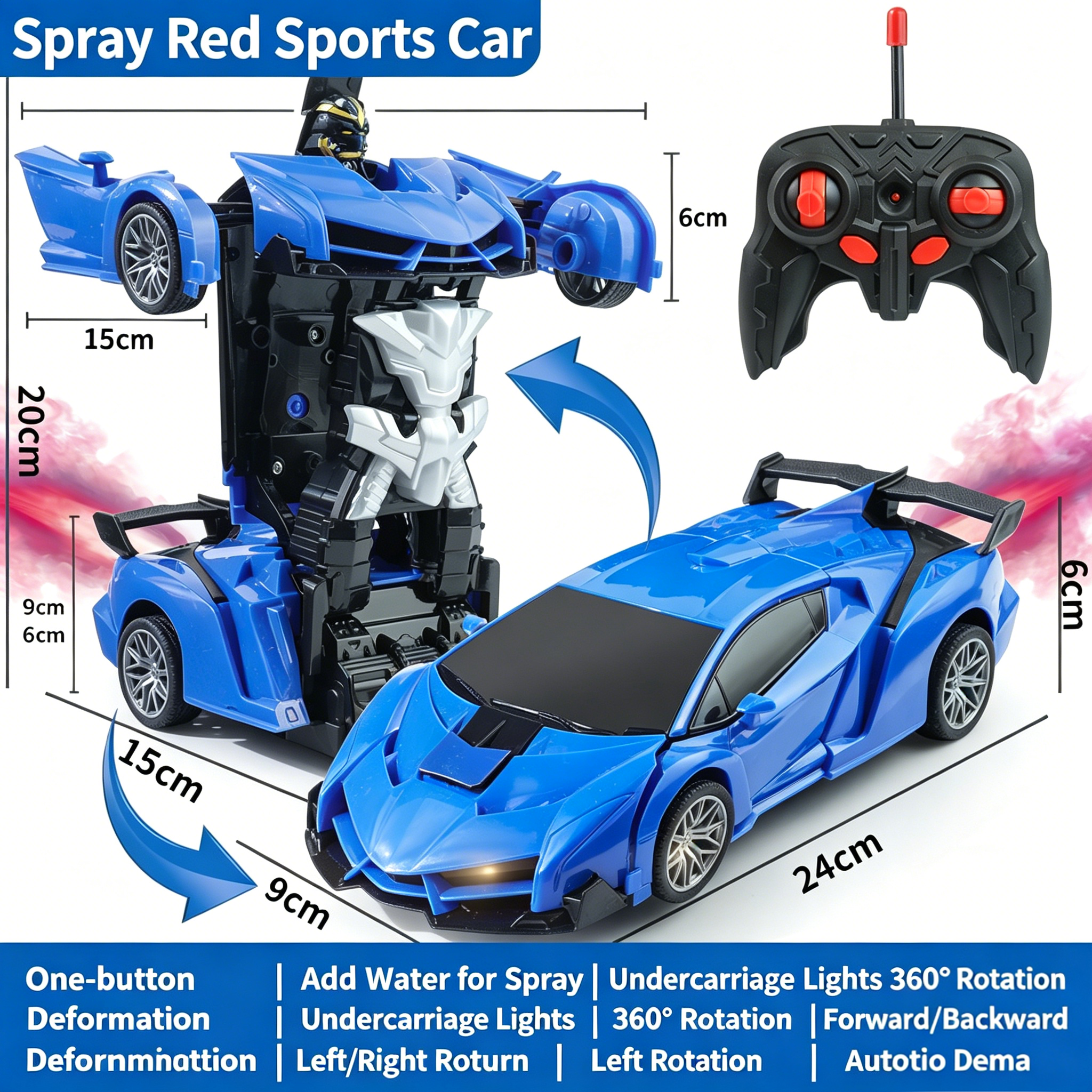 Remote Control Transforming Car Robot RC Racing Car One-Button Deformation Vehicle Model Toys for Kids