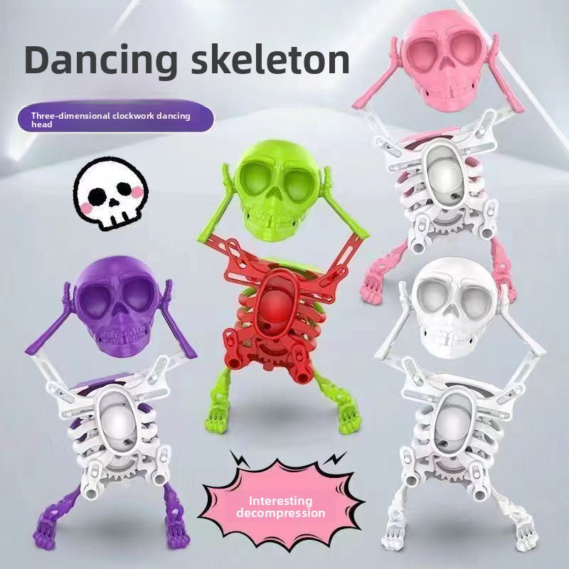 Wind Up Dancing Skeleton Man Toy 3D Printed Swinging Skull Funny Tricky Toys Desktop Decor Ornament