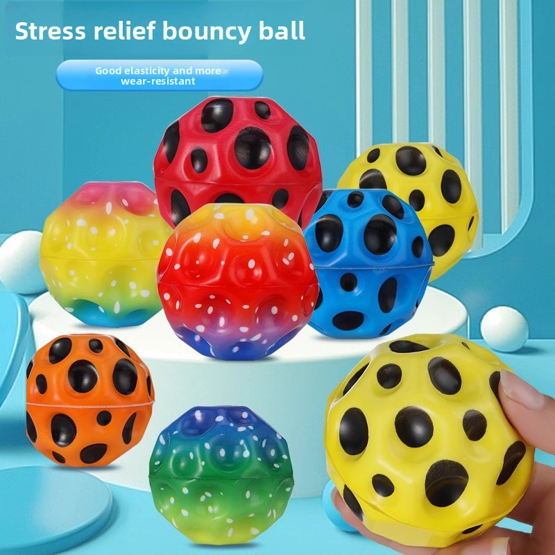 Anti-Gravity Moon Bouncy Ball High Elastic Hole Ball Outdoor Rebound Stress Relief Toy for Kids Adults