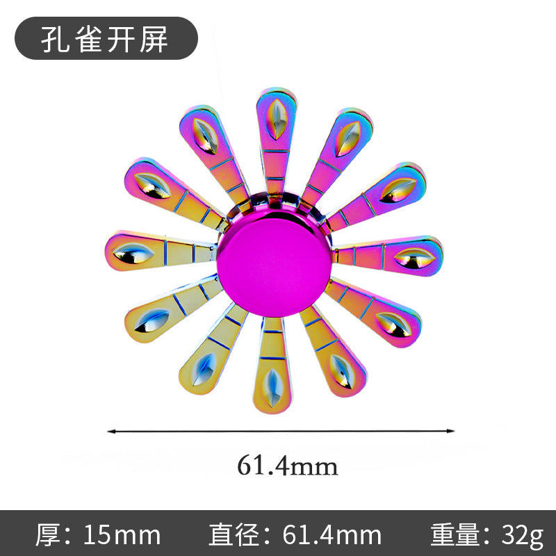 Shiny Color Alloy Finger Fidget Spinner Portable Stress Relief Decompression Toy for Kids Adults