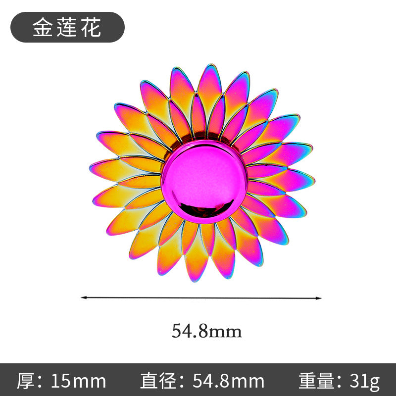Shiny Color Alloy Finger Fidget Spinner Portable Stress Relief Decompression Toy for Kids Adults