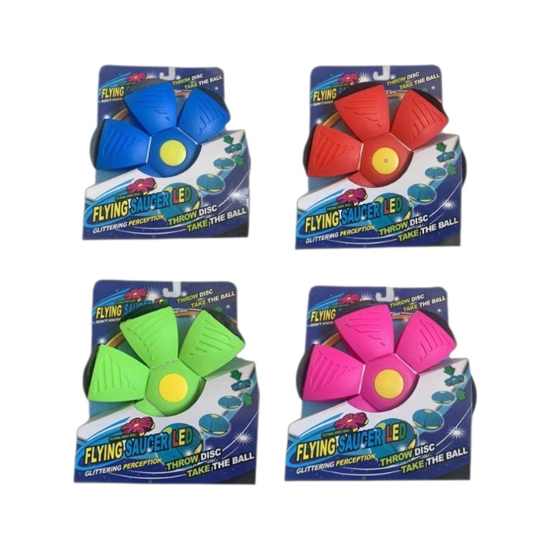 Magic Flying Saucer Ball Luminous Elastic Step Ball Kids Outdoor Flattenable Foot Step Stress Relief Toy