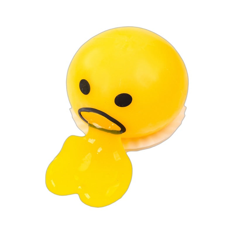 Vomiting Egg Yolk Squishy Toy Lazy Egg Bun Stress Relief Squeeze Prank Toy for Kids