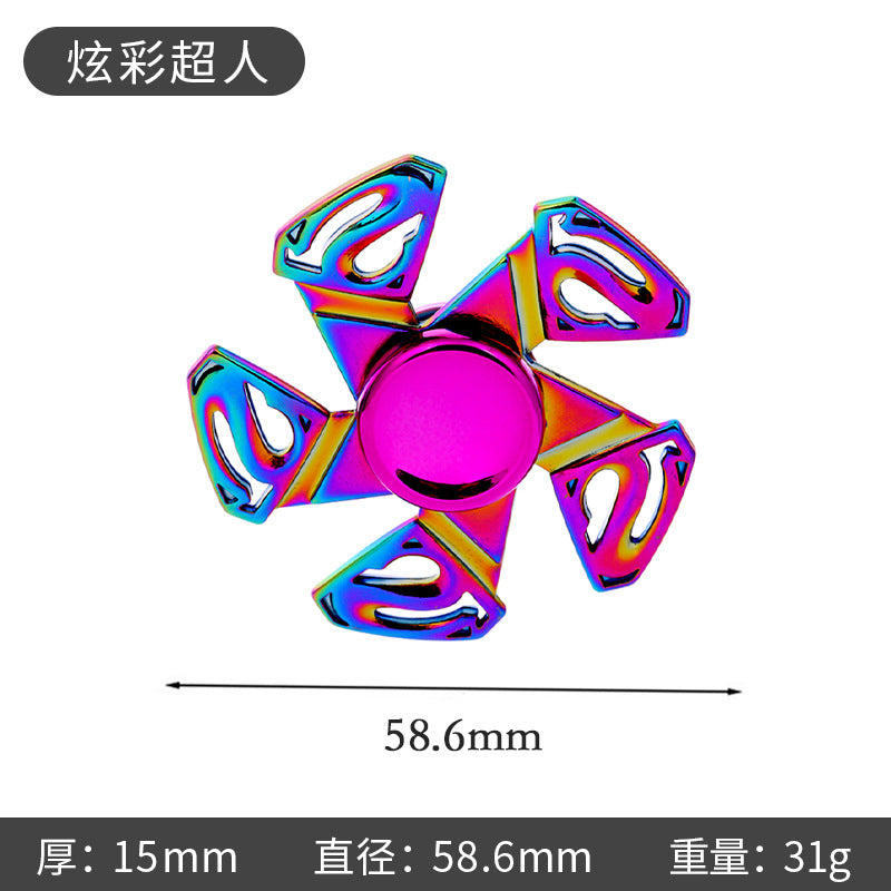 Shiny Color Alloy Finger Fidget Spinner Portable Stress Relief Decompression Toy for Kids Adults
