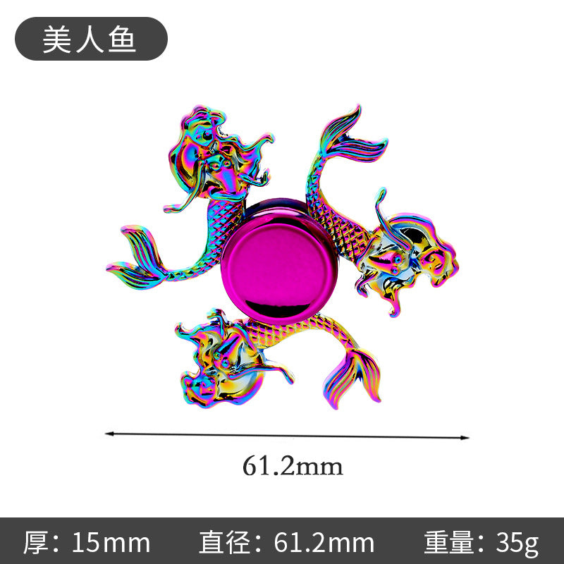 Shiny Color Alloy Finger Fidget Spinner Portable Stress Relief Decompression Toy for Kids Adults
