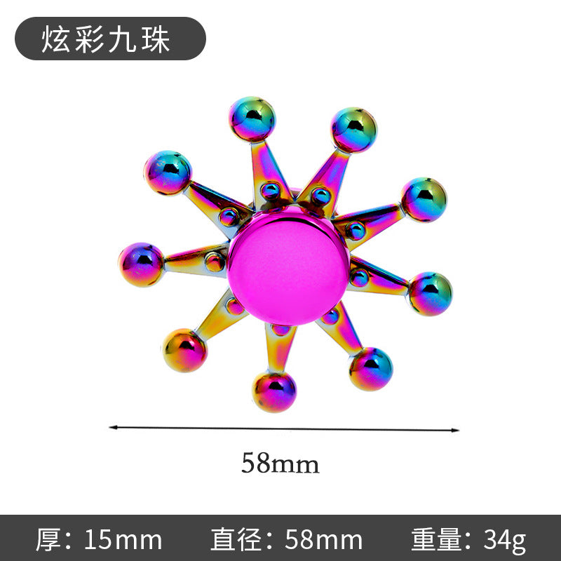 Shiny Color Alloy Finger Fidget Spinner Portable Stress Relief Decompression Toy for Kids Adults