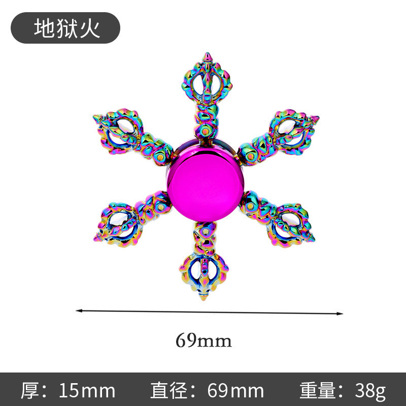 Shiny Color Alloy Finger Fidget Spinner Portable Stress Relief Decompression Toy for Kids Adults