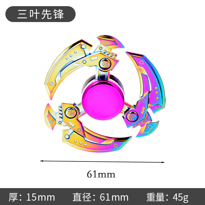 Shiny Color Alloy Finger Fidget Spinner Portable Stress Relief Decompression Toy for Kids Adults