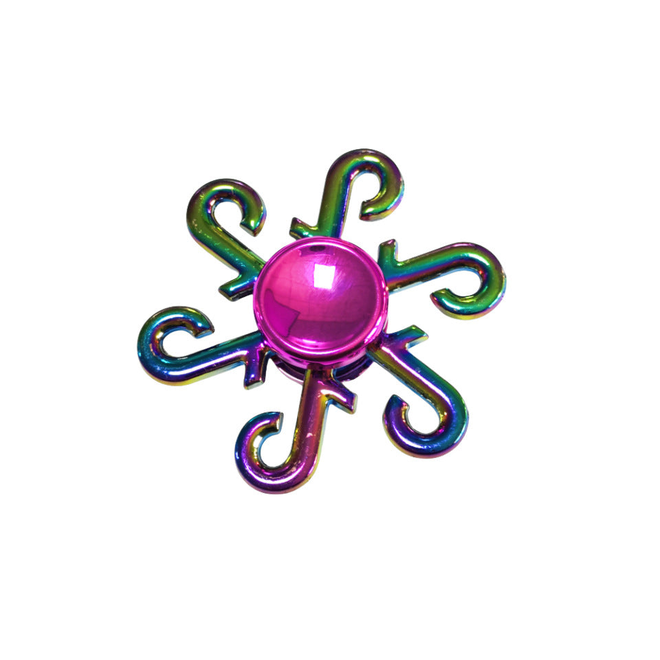Shiny Color Alloy Finger Fidget Spinner Portable Stress Relief Decompression Toy for Kids Adults