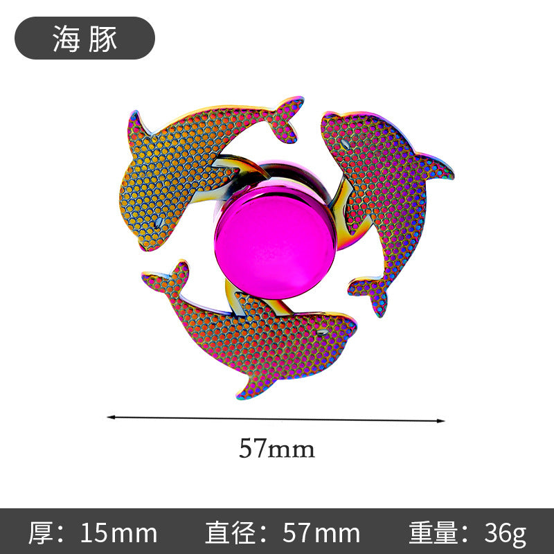 Shiny Color Alloy Finger Fidget Spinner Portable Stress Relief Decompression Toy for Kids Adults