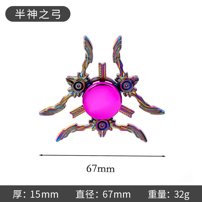 Shiny Color Alloy Finger Fidget Spinner Portable Stress Relief Decompression Toy for Kids Adults