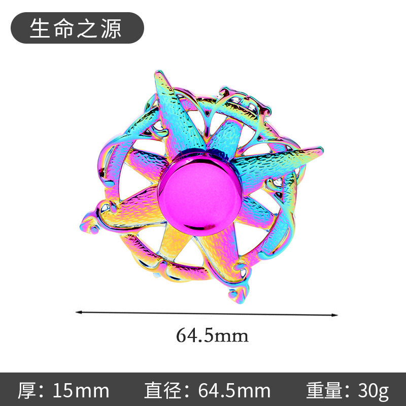 Shiny Color Alloy Finger Fidget Spinner Portable Stress Relief Decompression Toy for Kids Adults