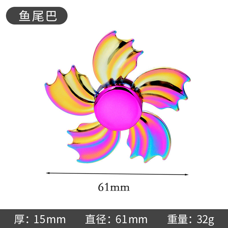 Shiny Color Alloy Finger Fidget Spinner Portable Stress Relief Decompression Toy for Kids Adults
