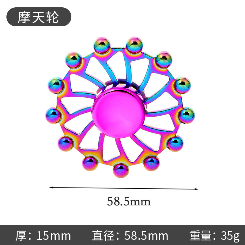 Shiny Color Alloy Finger Fidget Spinner Portable Stress Relief Decompression Toy for Kids Adults