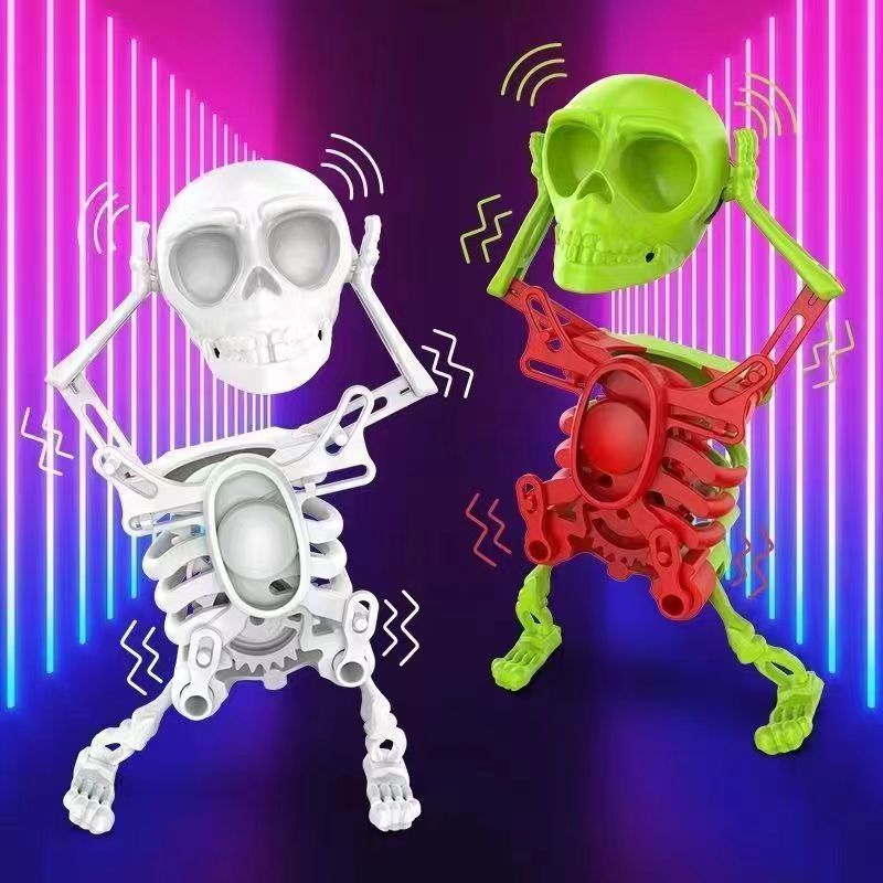 Wind Up Dancing Skeleton Man Toy 3D Printed Swinging Skull Funny Tricky Toys Desktop Decor Ornament