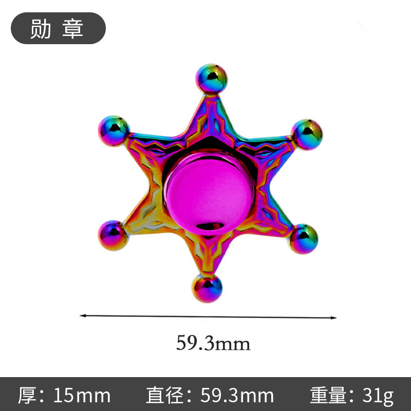 Shiny Color Alloy Finger Fidget Spinner Portable Stress Relief Decompression Toy for Kids Adults