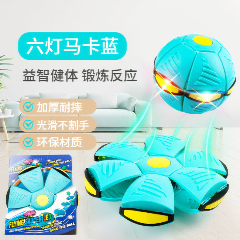 Magic Flying Saucer Ball Luminous Elastic Step Ball Kids Outdoor Flattenable Foot Step Stress Relief Toy