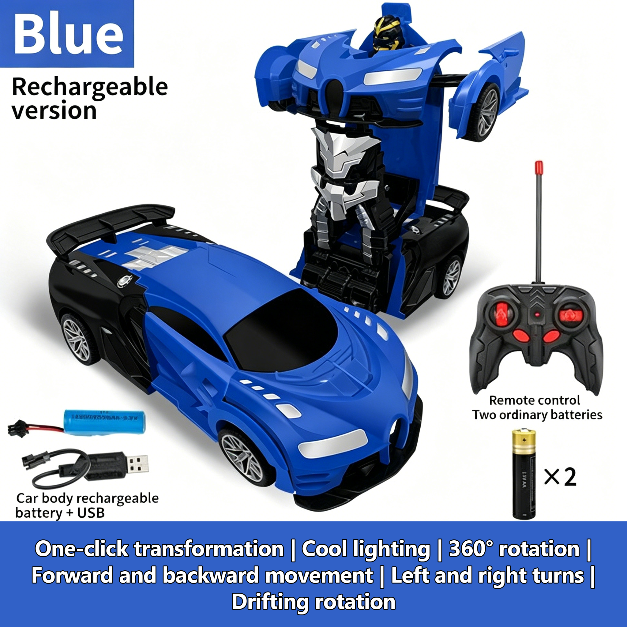 Remote Control Transforming Car Robot RC Racing Car One-Button Deformation Vehicle Model Toys for Kids