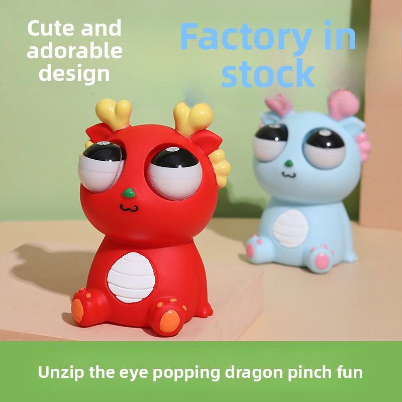 Cute Panda & Milk Dragon Pop Eyes Squishy Toys Stress Relief Squeeze Toys for Kids & Adults