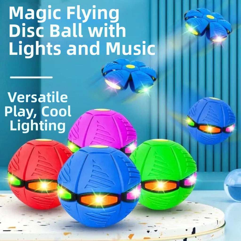 Magic Flying Saucer Ball Luminous Elastic Step Ball Kids Outdoor Flattenable Foot Step Stress Relief Toy