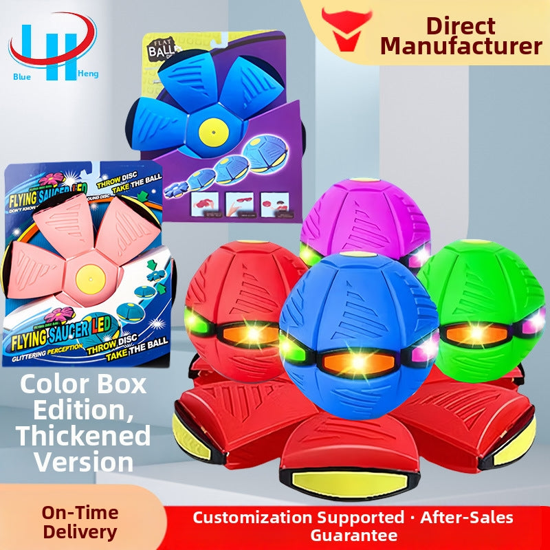 Magic Flying Saucer Ball Luminous Elastic Step Ball Kids Outdoor Flattenable Foot Step Stress Relief Toy