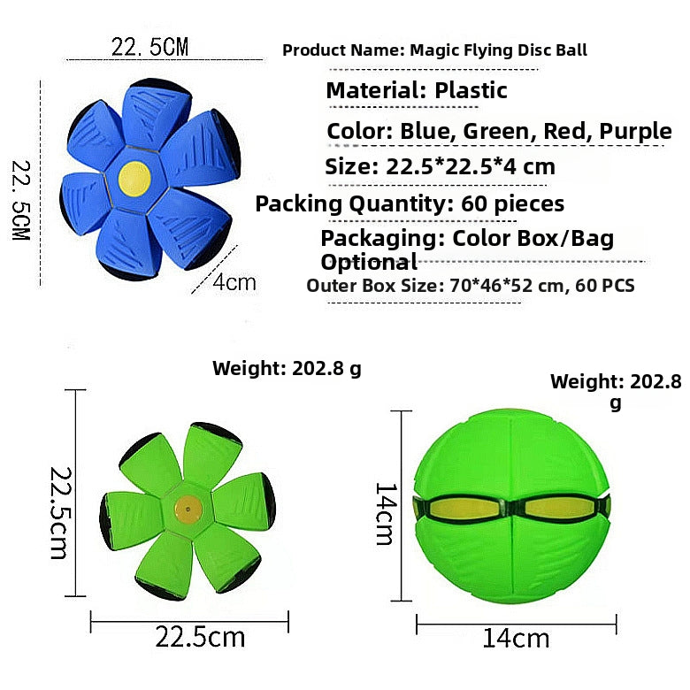 Magic Flying Saucer Ball Luminous Elastic Step Ball Kids Outdoor Flattenable Foot Step Stress Relief Toy