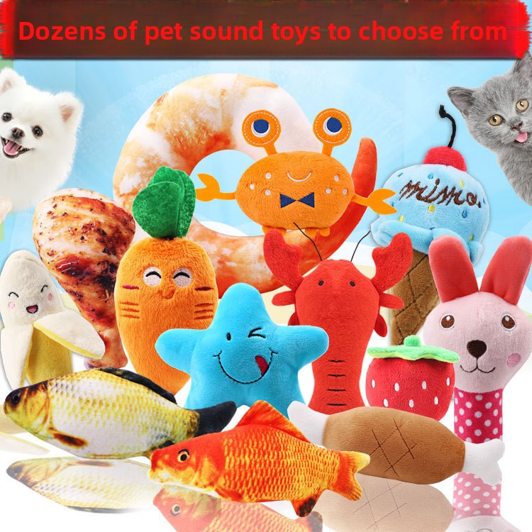 New Arrival Squeaky Dog Toys Cute Fruit & Food Shaped Plush Pet Toys for Puppies