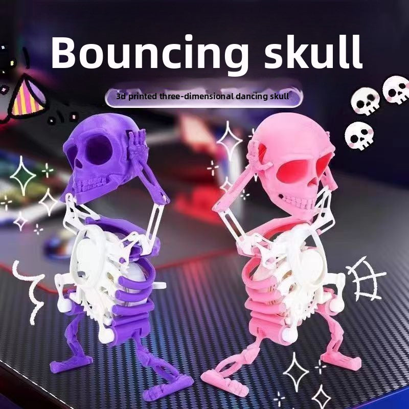 Wind Up Dancing Skeleton Man Toy 3D Printed Swinging Skull Funny Tricky Toys Desktop Decor Ornament